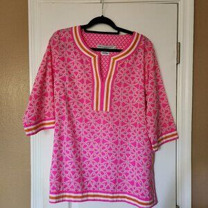 Gretchen Scott Resort Wear Tunic with Split Neck 100% Cotton Size L